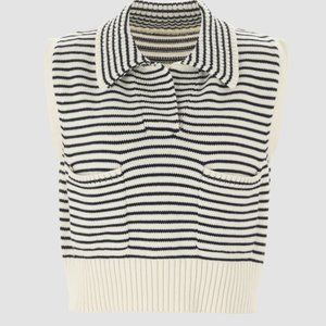 Striped Cropped Knit Top NWT S